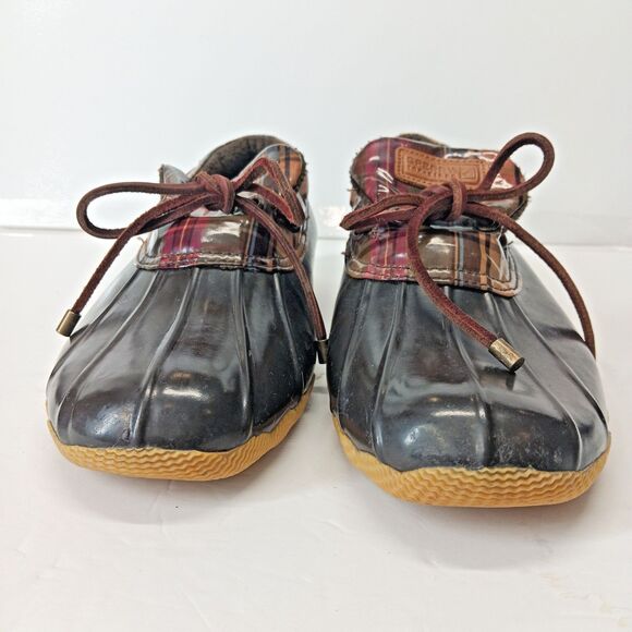 Sperry Top Sider Women's 9 Brown Low Booties Duck boots Waterproof Plaid - Picture 3 of 12